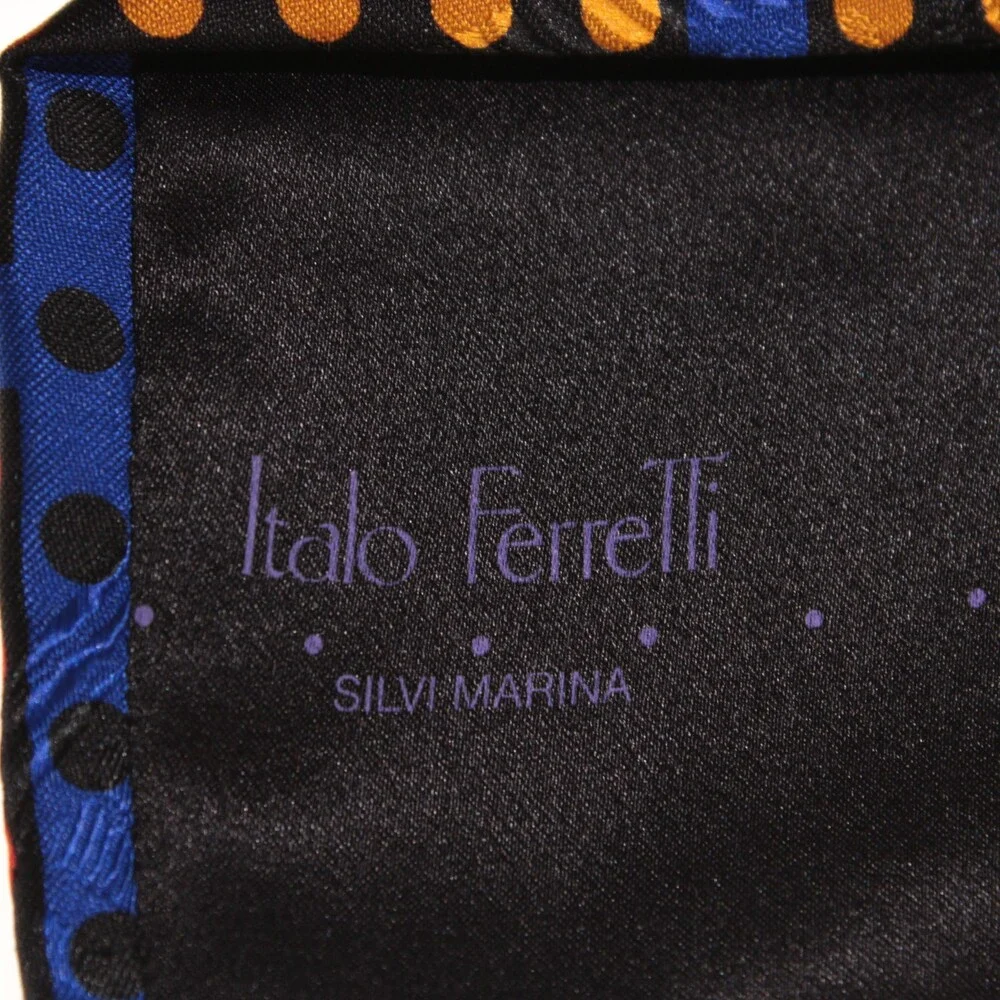 Italo Ferretti NWT Neck Tie in Black with Multicolor Polka Dots 100% Silk